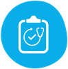 A clipboard with a stethoscope and a check mark on it.