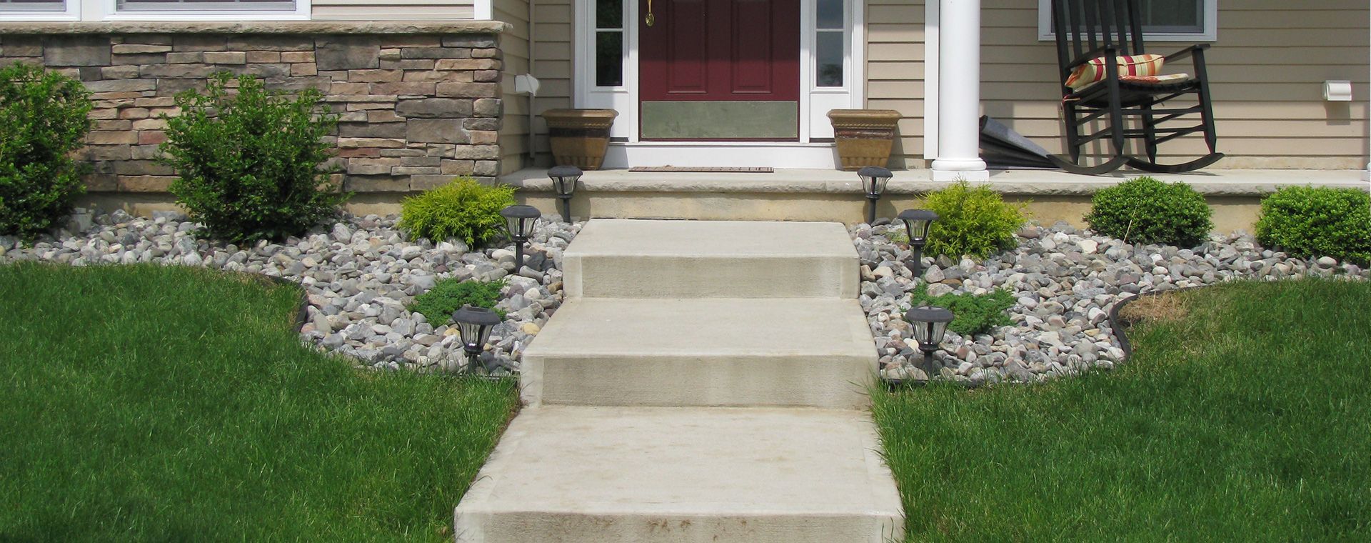 Concrete Walkway Leading To The Front Door — Columbus, NJ — G & G Landscaping Construction, Inc.