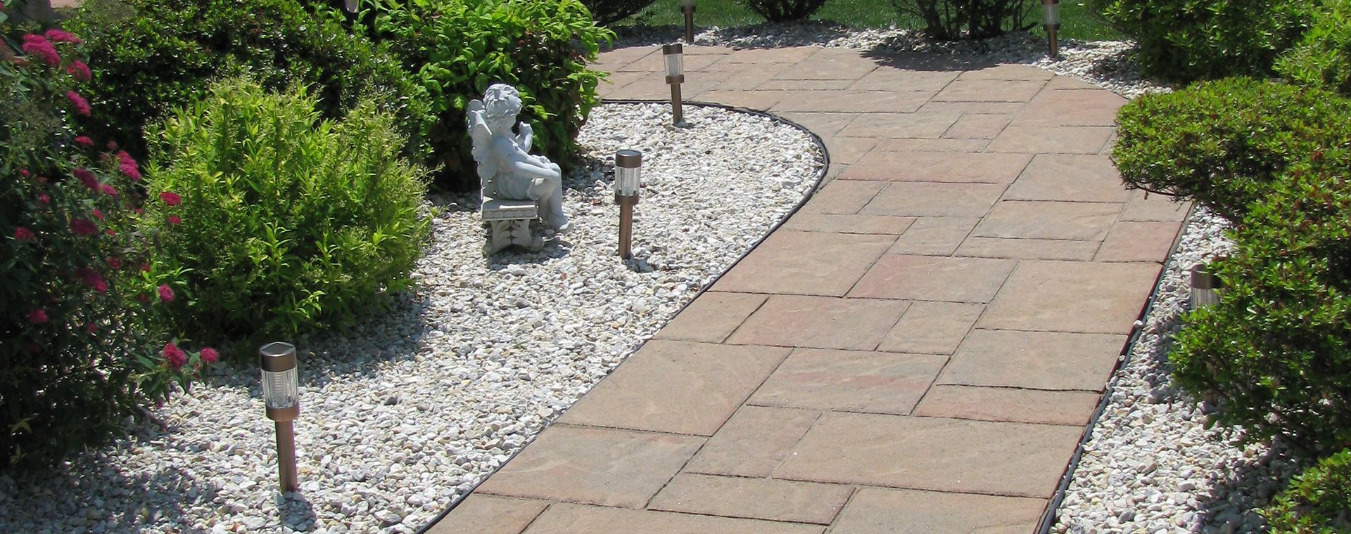 Brick Walkway In A Garden — Columbus, NJ — G & G Landscaping Construction, Inc.