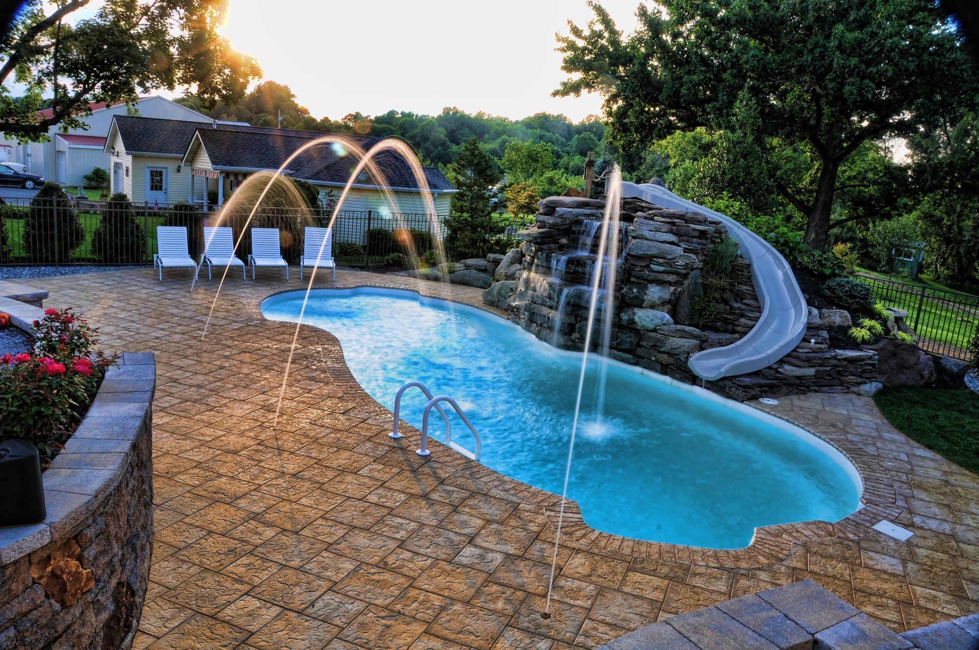 Swimming Pool During the Day — Columbus, NJ — G & G Landscaping Construction, Inc.