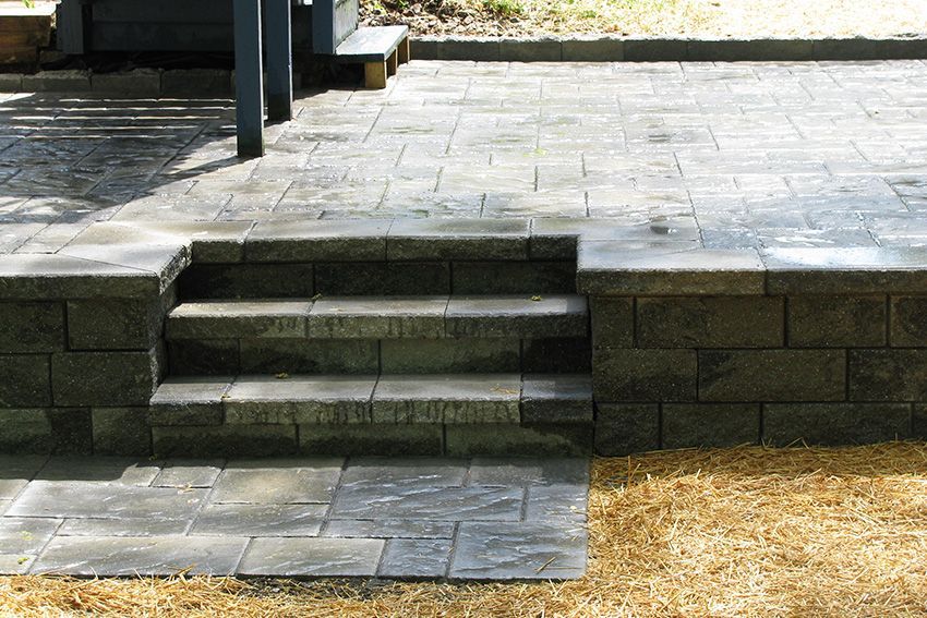 A Stone Patio With Stairs — Columbus, NJ — G & G Landscaping Construction, Inc.
