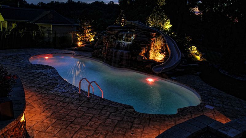 Night Swimming Pool — Columbus, NJ — G & G Landscaping Construction, Inc. Night Swimming Pool — Columbus, NJ — G & G Landscaping Construction, Inc.