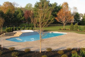 Swimming Pool Flanked By Trees — Columbus, NJ — G & G Landscaping Construction, Inc. Swimming Pool Flanked By Trees — Columbus, NJ — G & G Landscaping Construction, Inc.