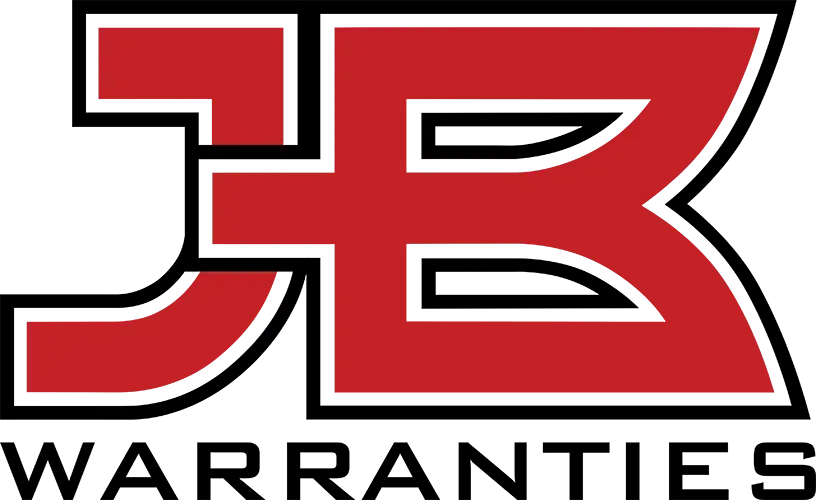JB Warranties logo in red, white, and black with bold stylized JB lettering