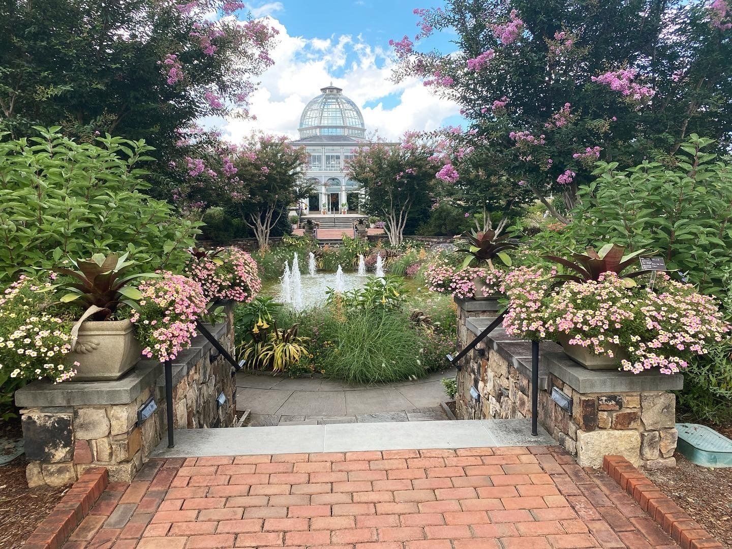 Image of the gardens leading up to the conservatory from Lewis Ginter Botanical Gardens. Image by RETEX's Katelyn Lewis. 