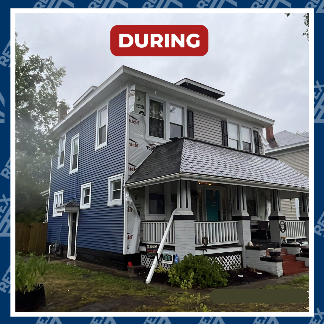 Graphic of during-install image of a siding and window replacement in Richmond VA. Certainteed Restoration  