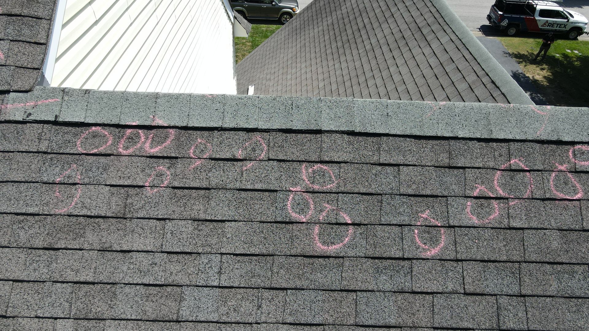  Image of hail damage identified on a home in Midlothian, VA 23112.