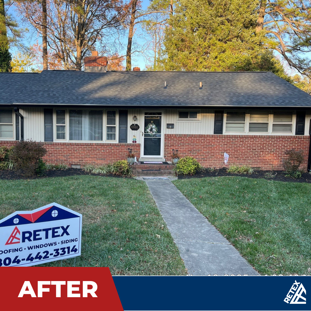 Retex roof and black gutter replacement in Richmond, VA.