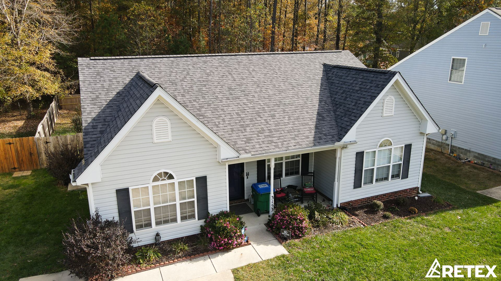 RETEX roof replacement in Richmond VA 23234, featuring Owens Corning Midnight Plum shingles.