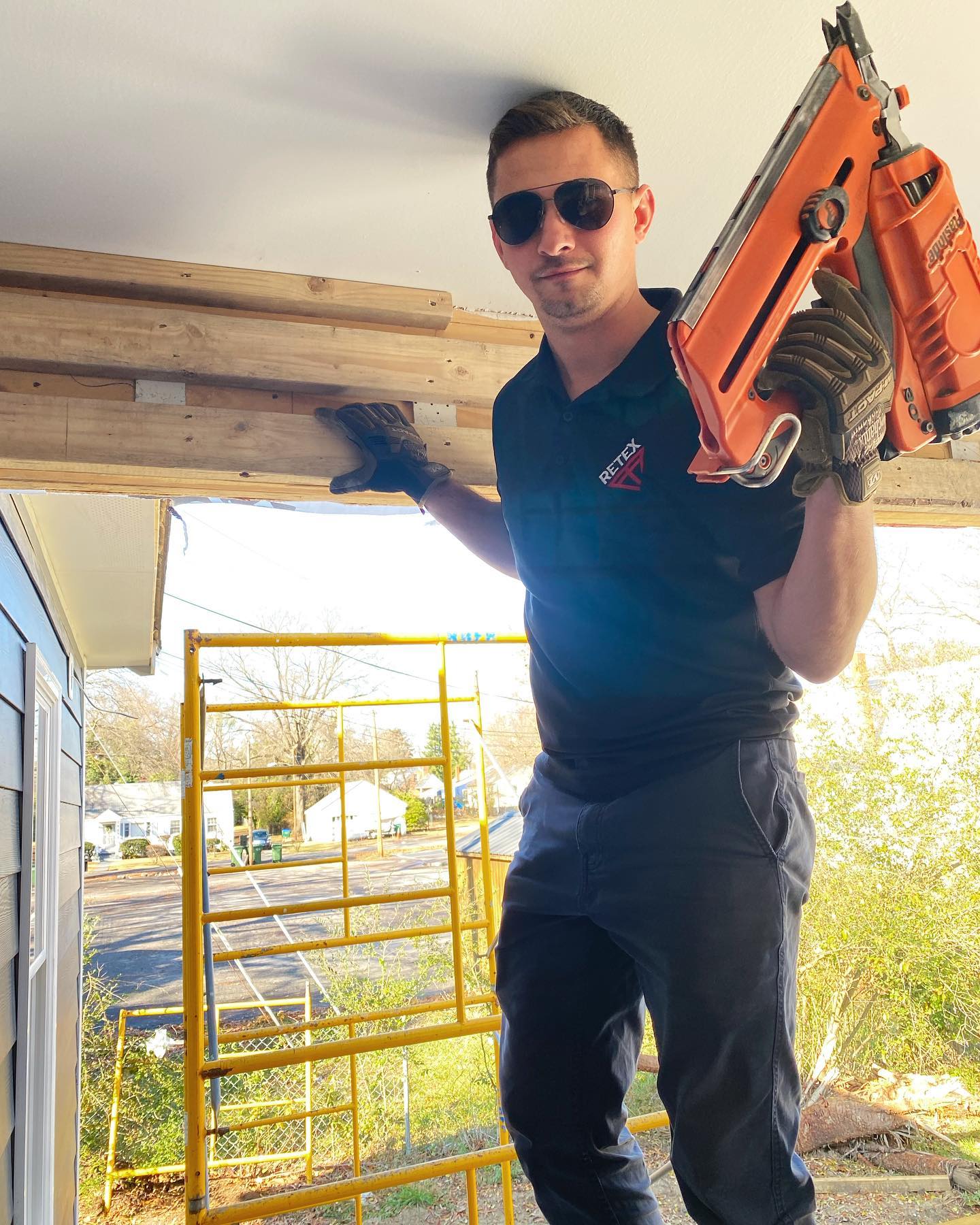 Image of RETEX’s Caleb Kammerling volunteering with Richmond Habitat for Humanity in December 2022.