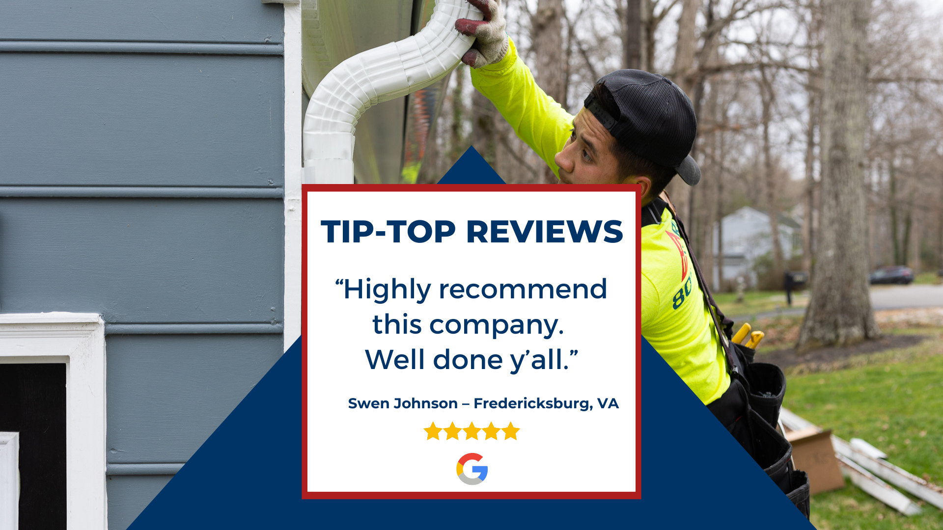 An infographic of a RETEX client's 5-star Google review. The graphic says: 