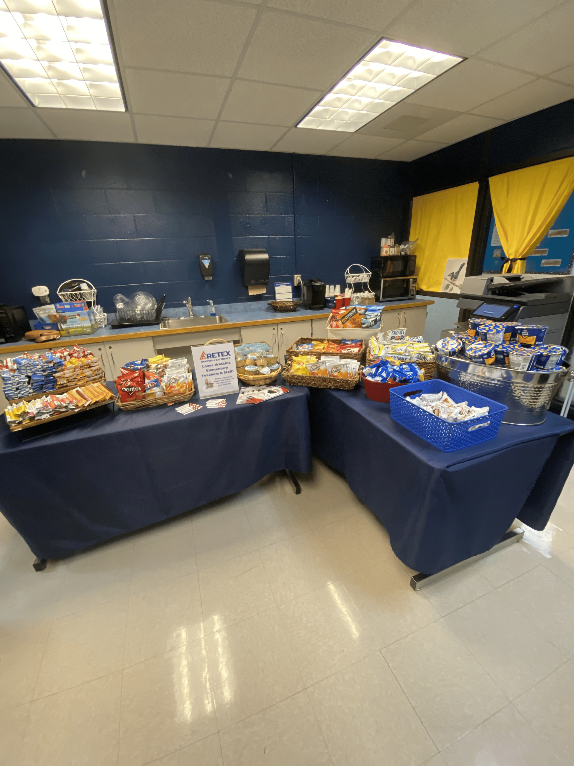 RETEX’s Katelyn Lewis stocked the teachers’ lounges at A.M. Davis, Robious, and Watkins Elementaries