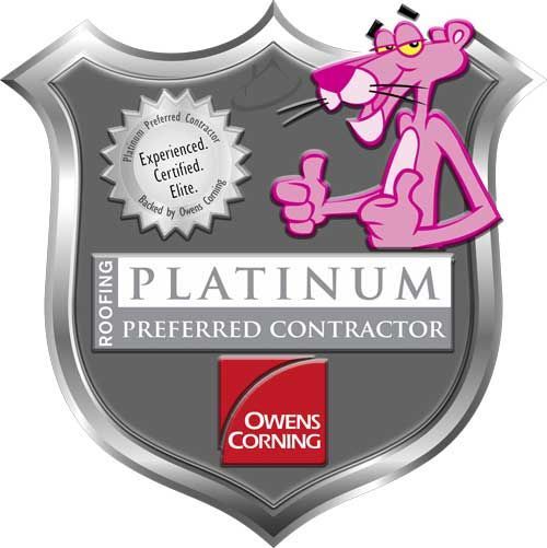 A graphic of the Owens Corning Platinum Preferred Contractor badge.