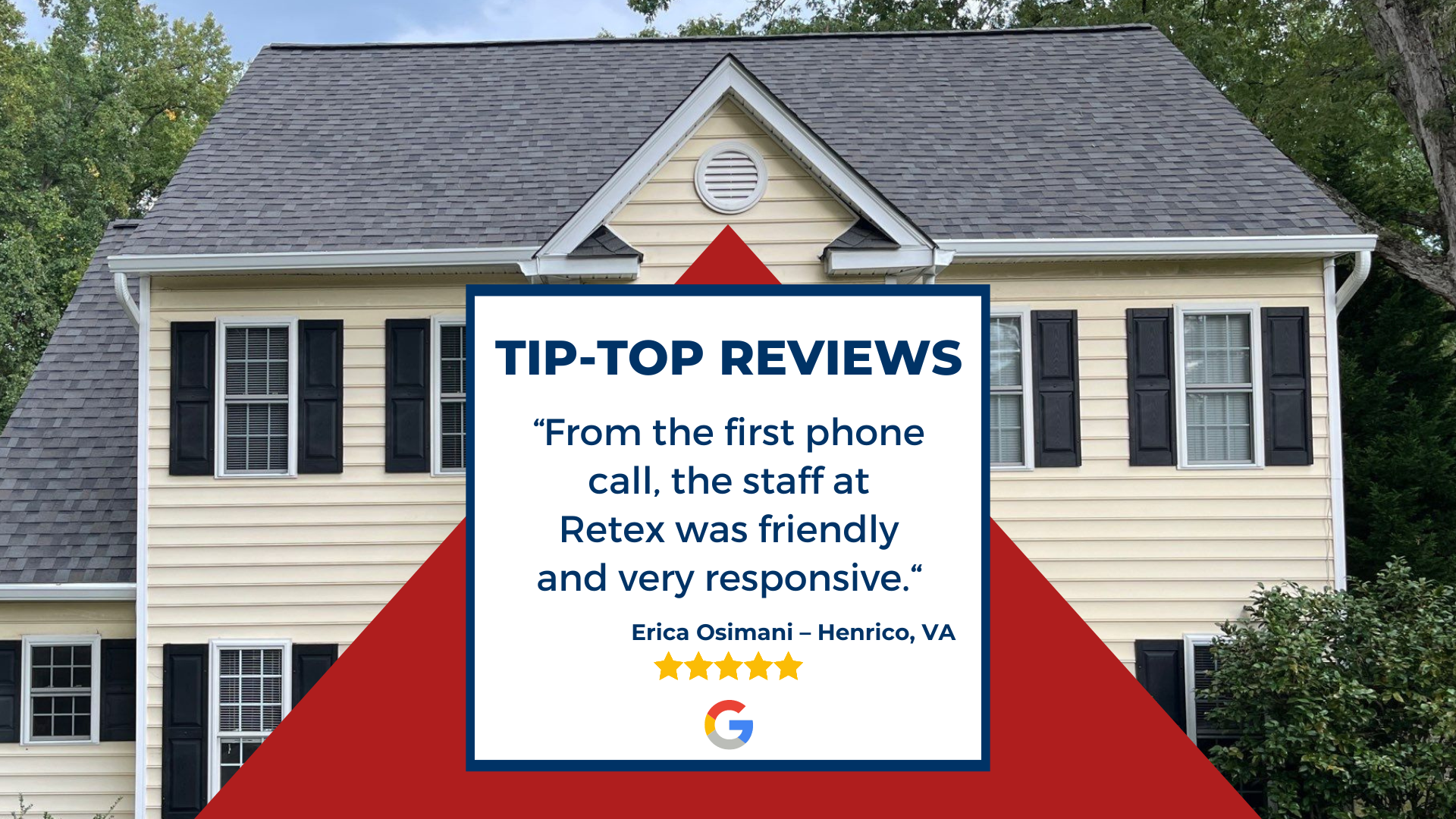 Graphic of client Google review: 