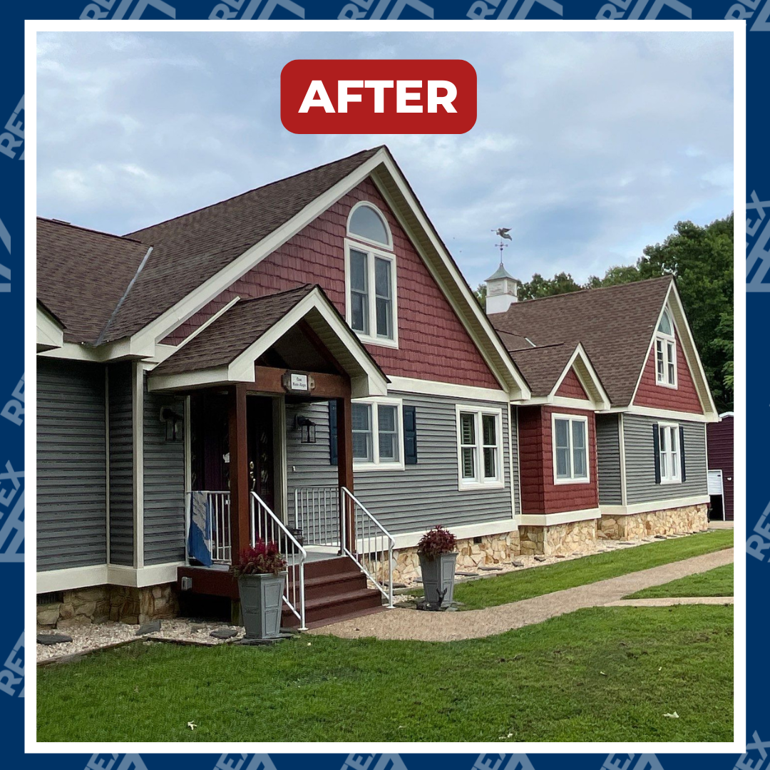 A graphic showing an after photo of a RETEX siding replacement in Chester VA 23831.