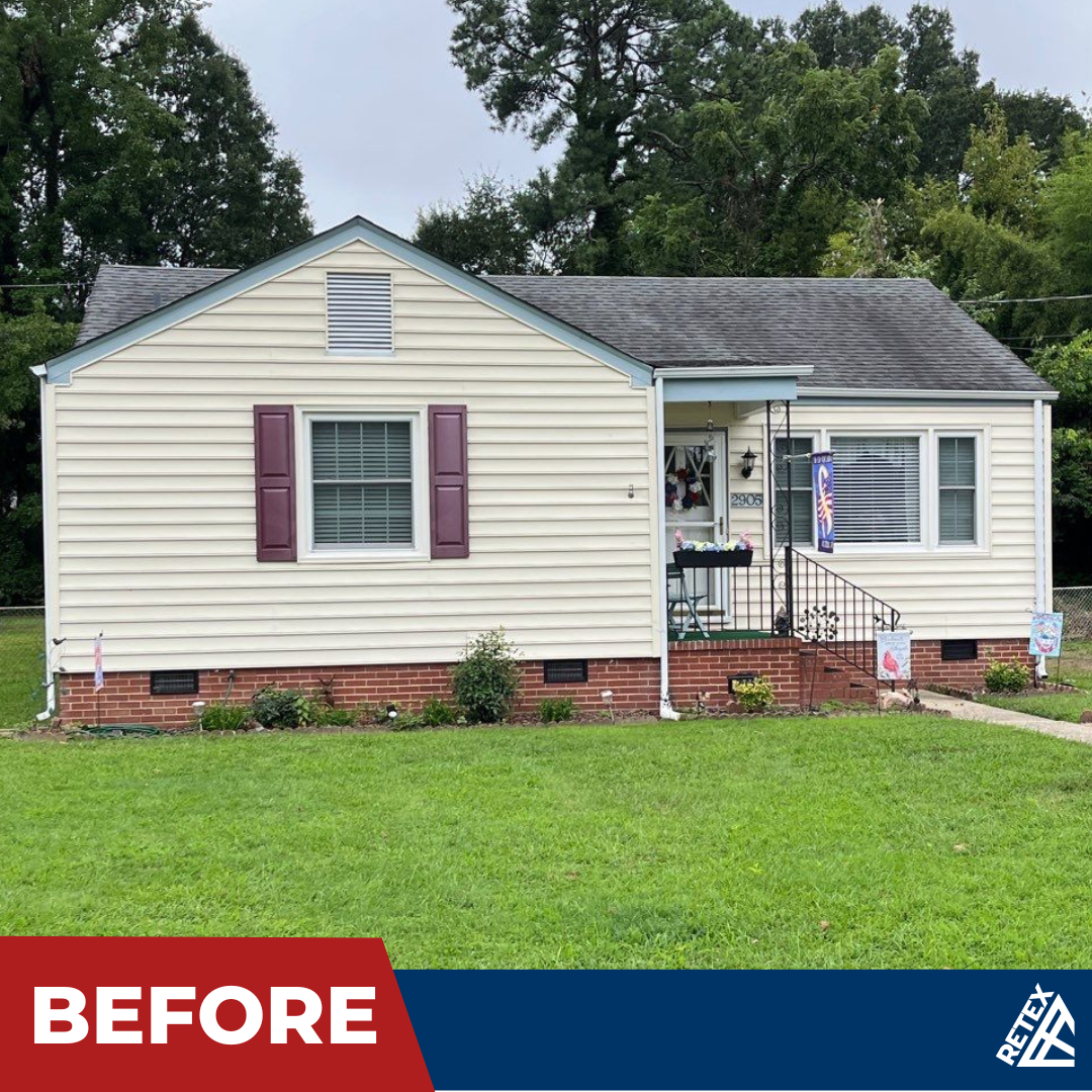 Before – Retex siding replacement on Richmond VA home.