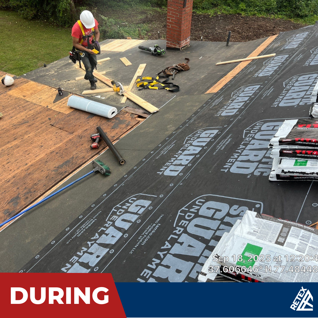 During – Retex roof replacement on Richmond VA home.