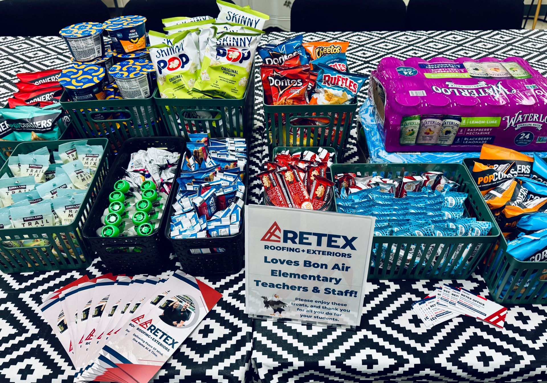 Snacks in the teachers' lounge at Bon Air Elementary, supplied by RETEX in September 2025.