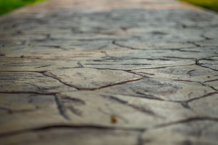 closeup of stamped decorative walking path