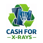 Logo reading “Cash for X-Rays” with blue X-ray films and green recycling arrows