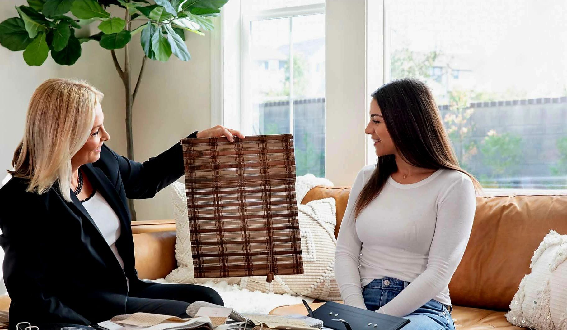 in-home window treatment consultation in Lexington, KY with fabric samples