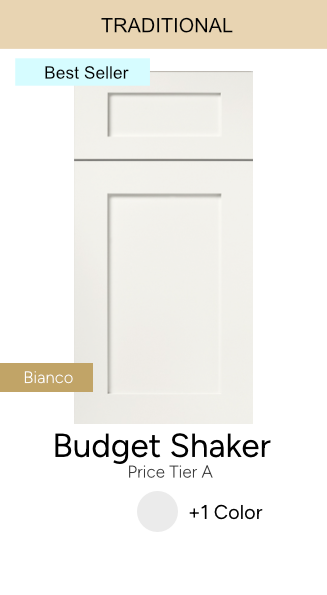 A picture of a white budget shaker cabinet door.