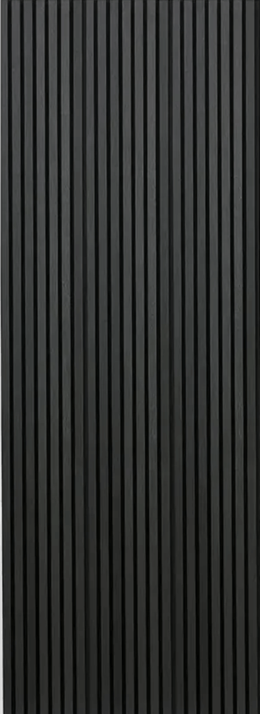 A close up of a black corrugated metal wall.
