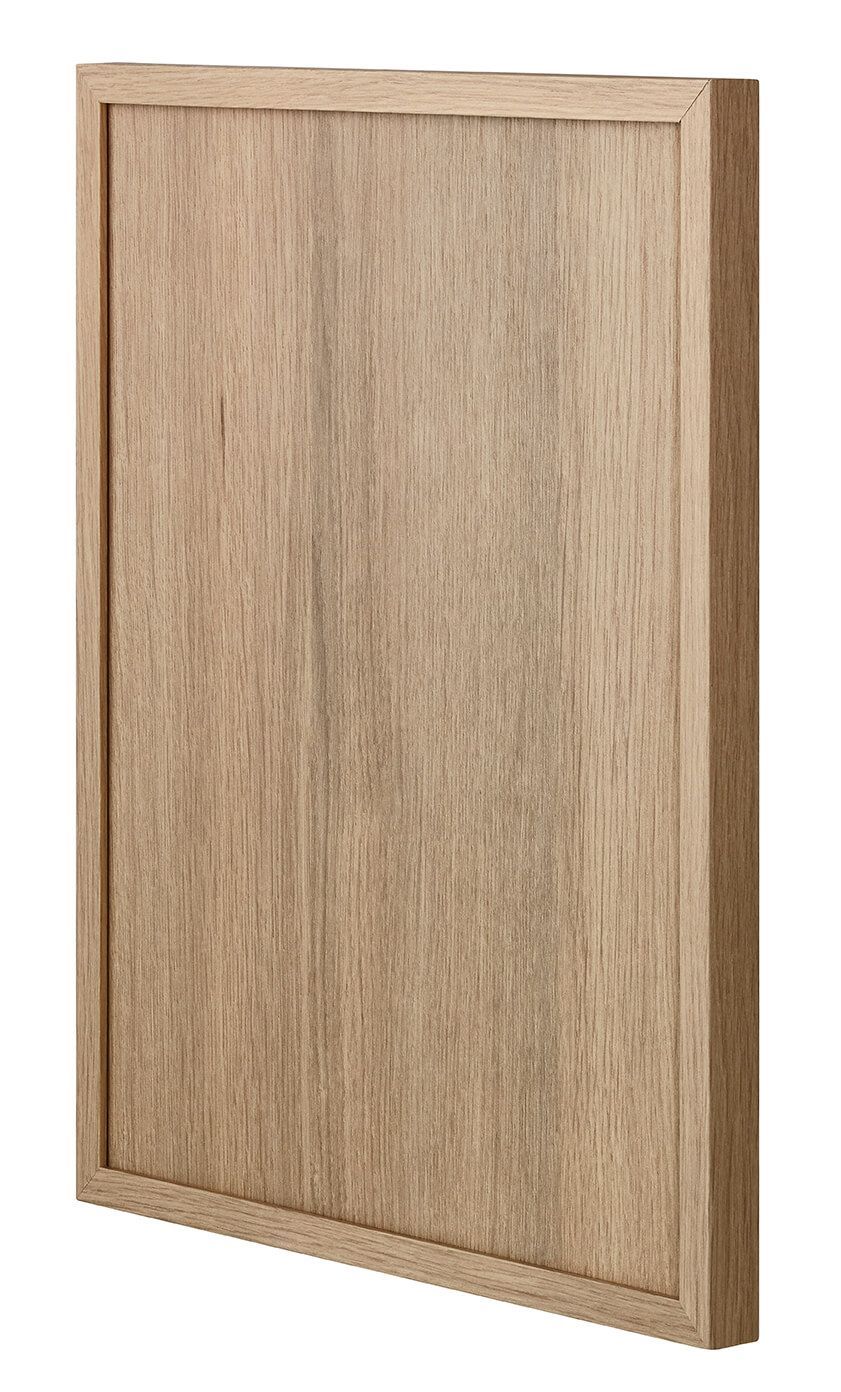 A square piece of wood with a wooden frame on a white background.