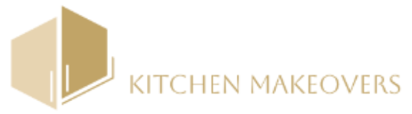 A logo for a company called kitchen makeovers