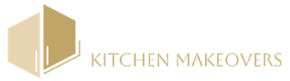 A logo for a company called kitchen makeovers