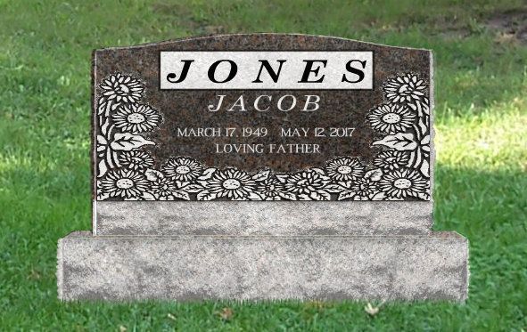 A gravestone for jones jacob is in a cemetery.