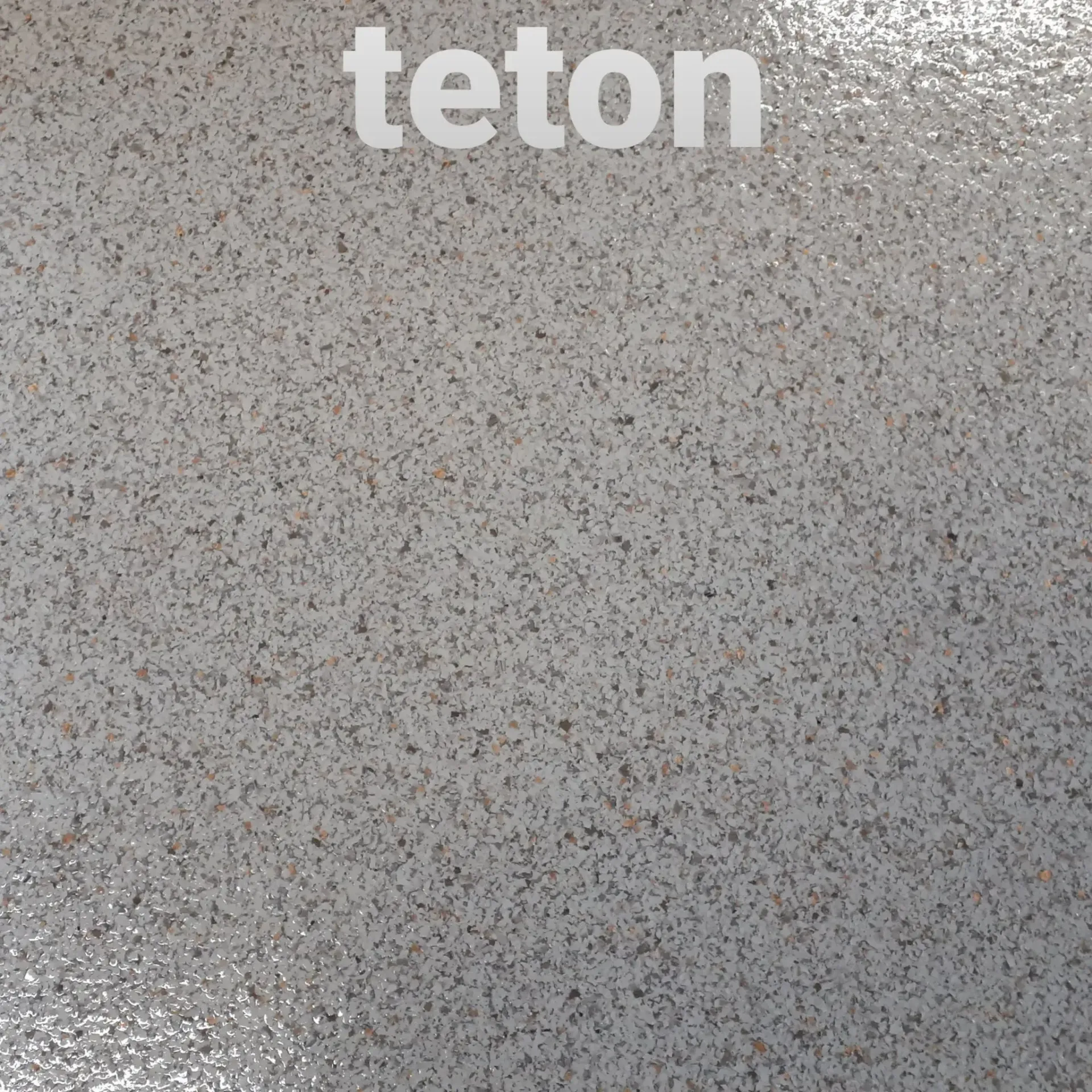 Textured light gray surface with flecks of brown and white; 