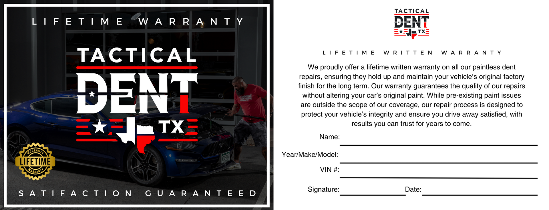 Tactical Dent Tx Warranty 