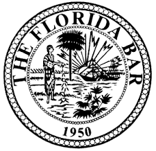 A black and white seal of the florida bar from 1950