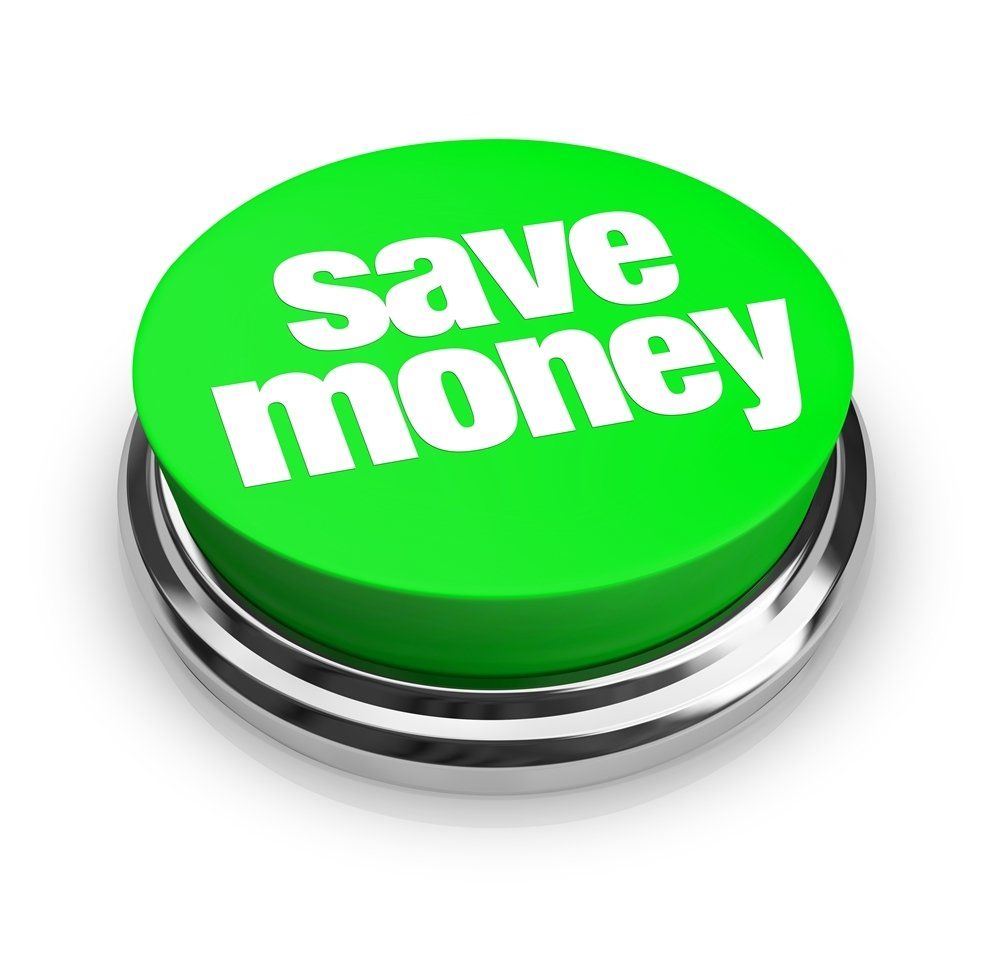 A green button that says save money on it featuring money saving deals online