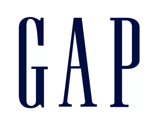 A blue Gap logo on a white background