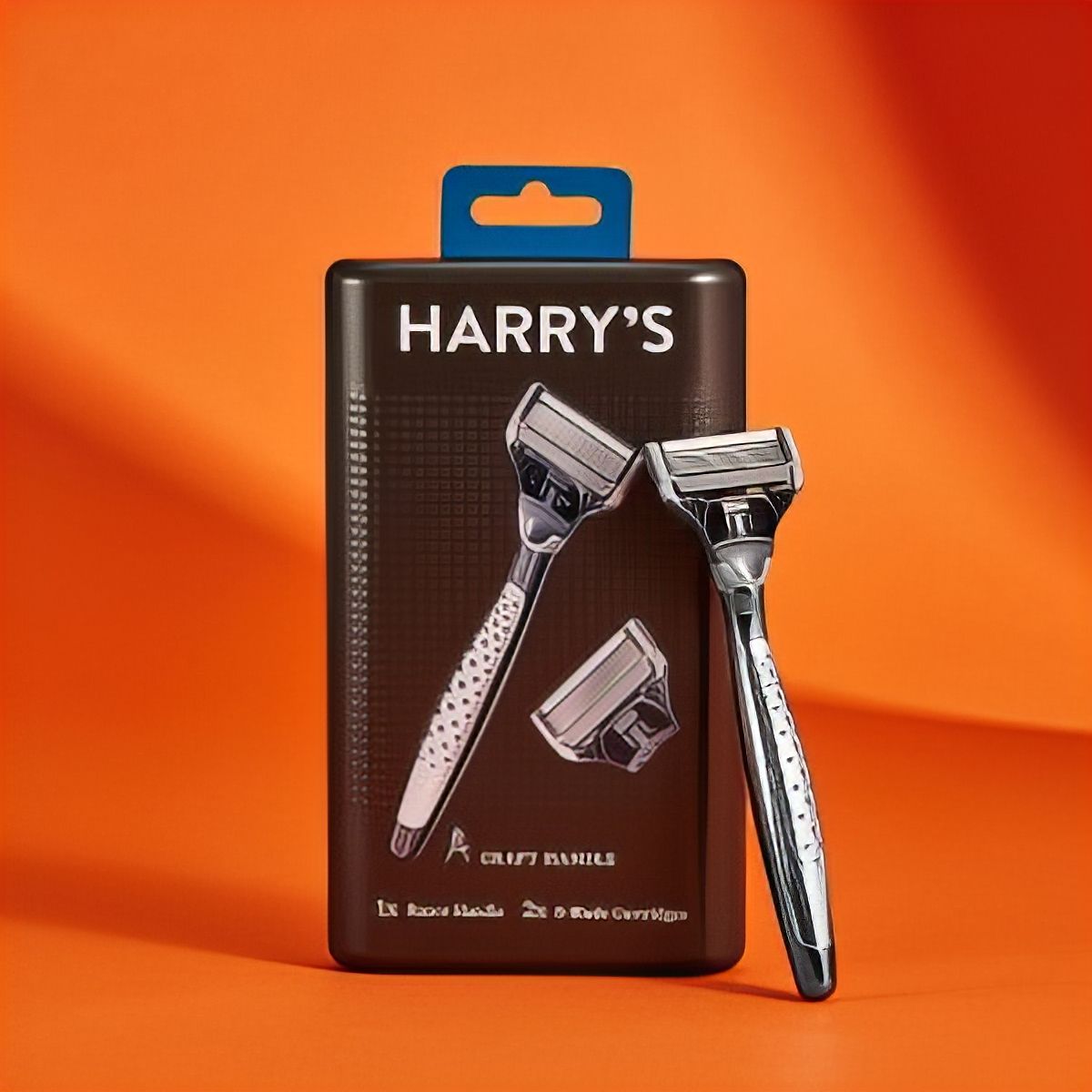 An advertisement for Harrys