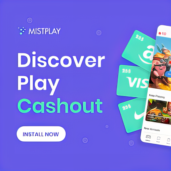 An advertisement for mistplay that says discover play cashout