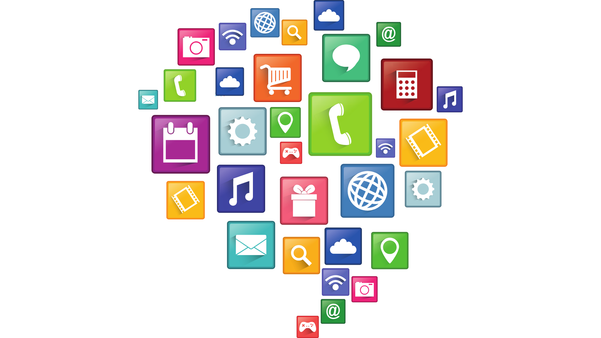 A bunch of icons are arranged in a heart shape feature tech deals