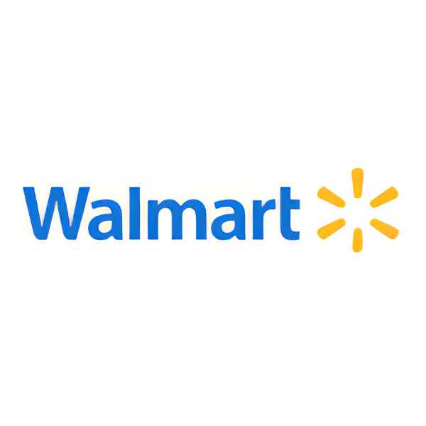 A blue and yellow Walmart logo on a white background