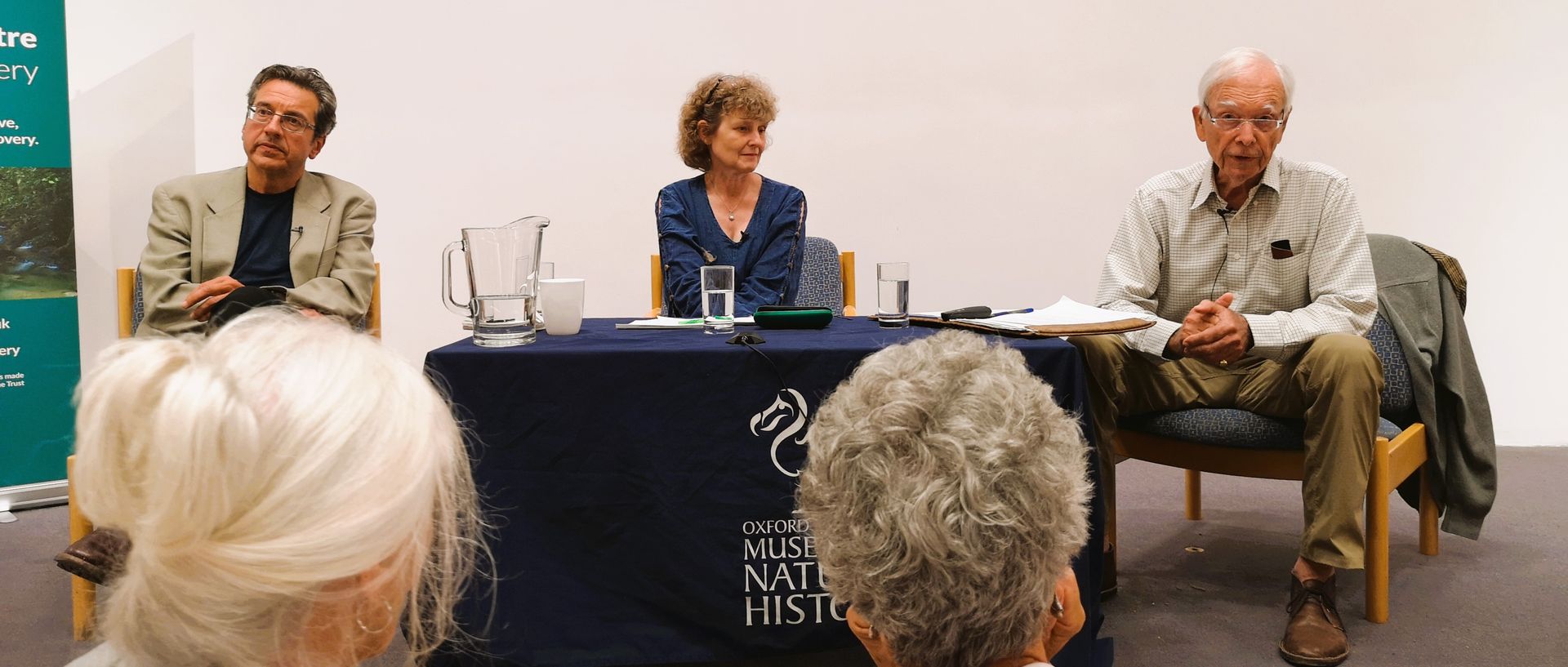 Left to right: George Monbiot, Professor Dame E.J. Milner-Gulland, Allan Savory