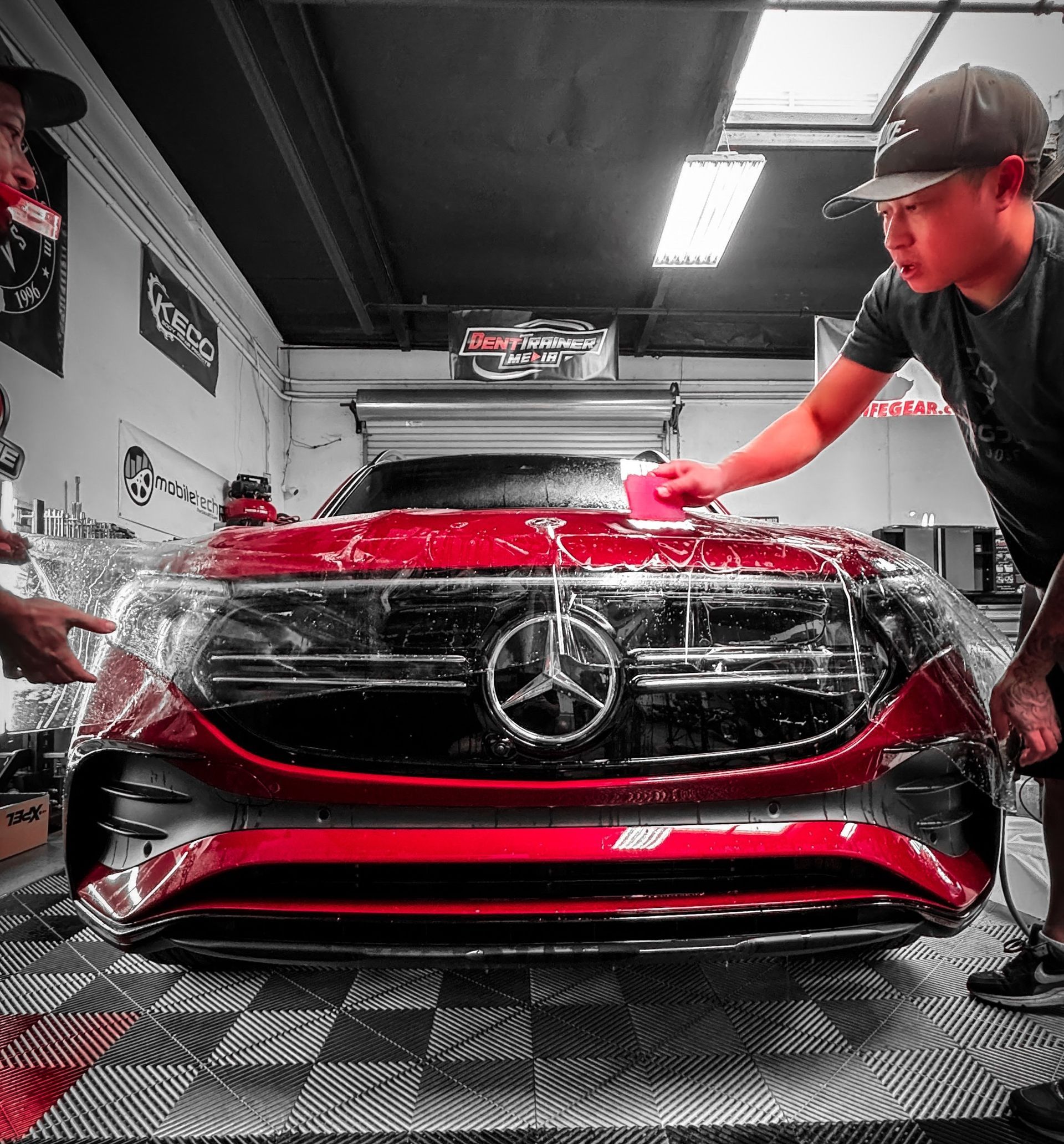 Red Mercedes paint protection film