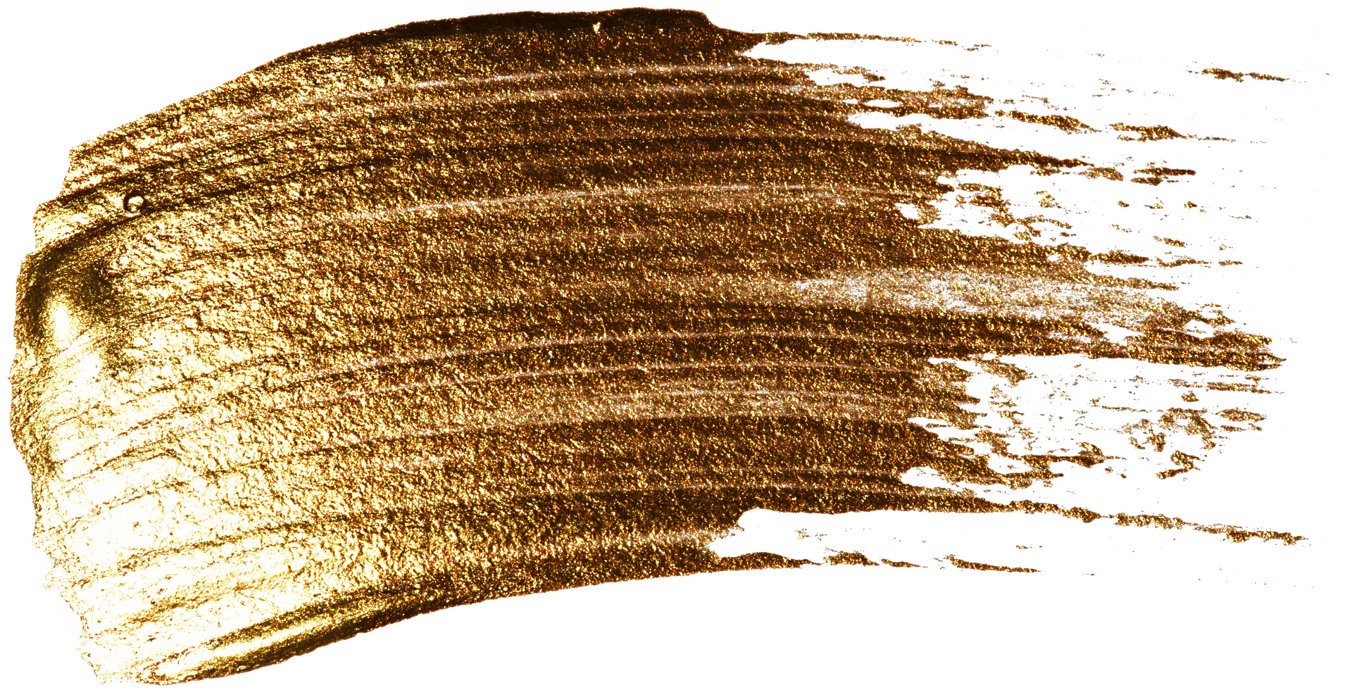 Gold paint stroke on white background.