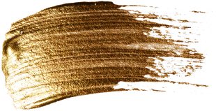 Golden brush stroke on white background.