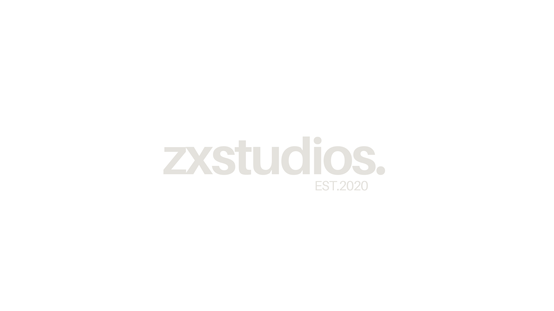 The logo for zxstudios is a white square with a line going through it.