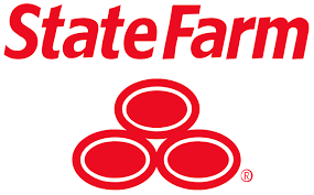 A red and white state farm logo on a white background