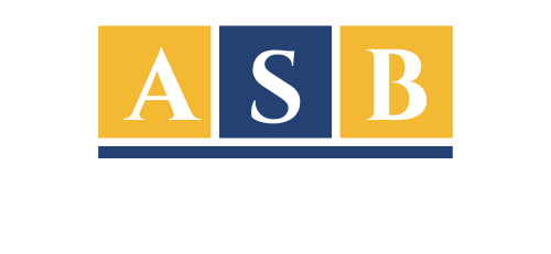 The asb logo is a yellow and blue square with the letters asb on it.