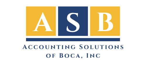 The logo for asb accounting solutions of boca inc