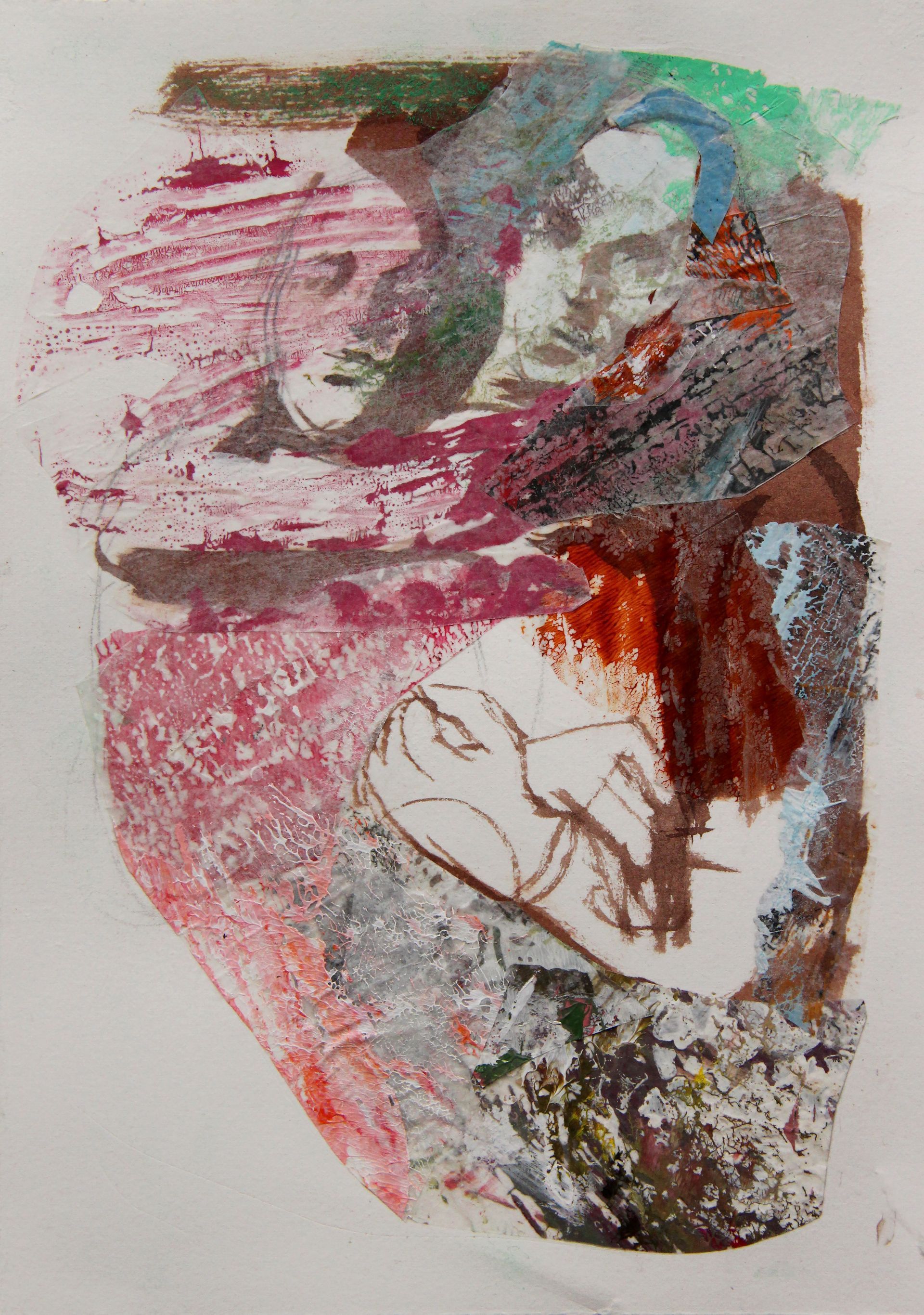 Portrait of M.M. 2019, Mixed media and collage on paper, 22