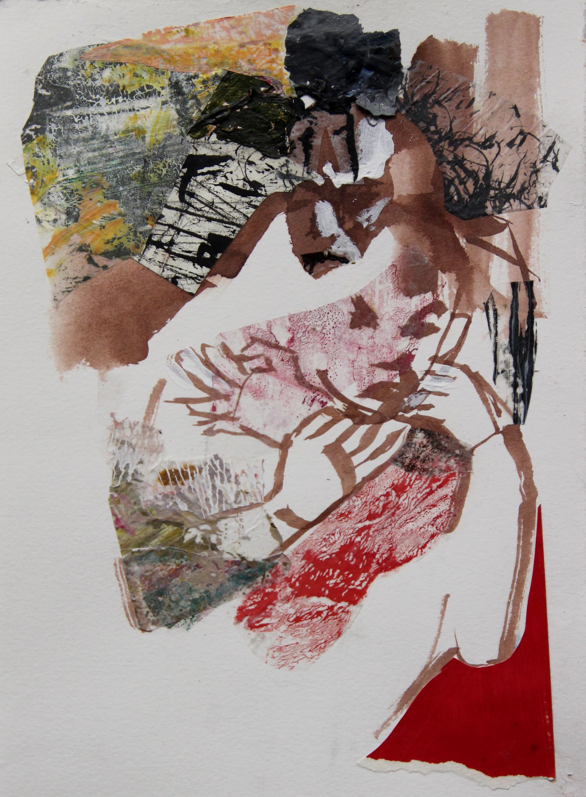 Portrait of M.M. 2019, Mixed media and collage on paper, 22